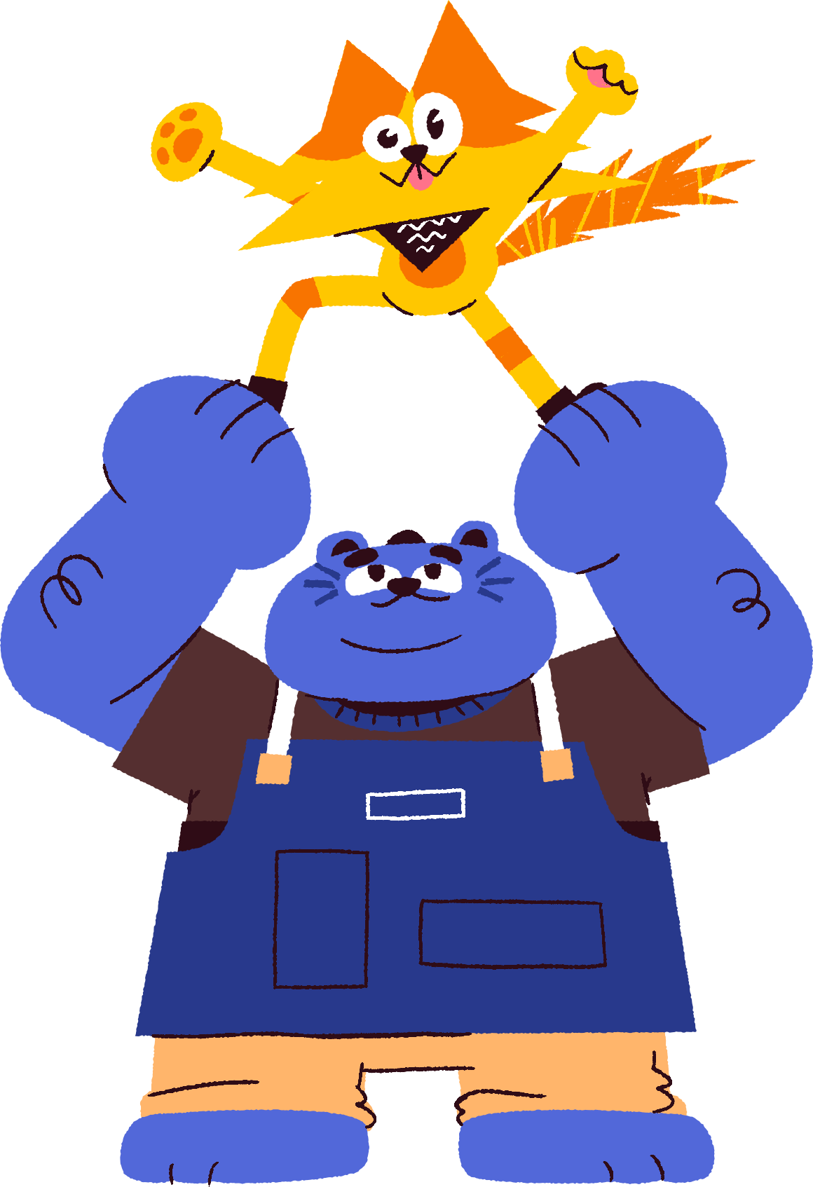 Coda, a RevenueCat Friends character, lifting up Suna the cat