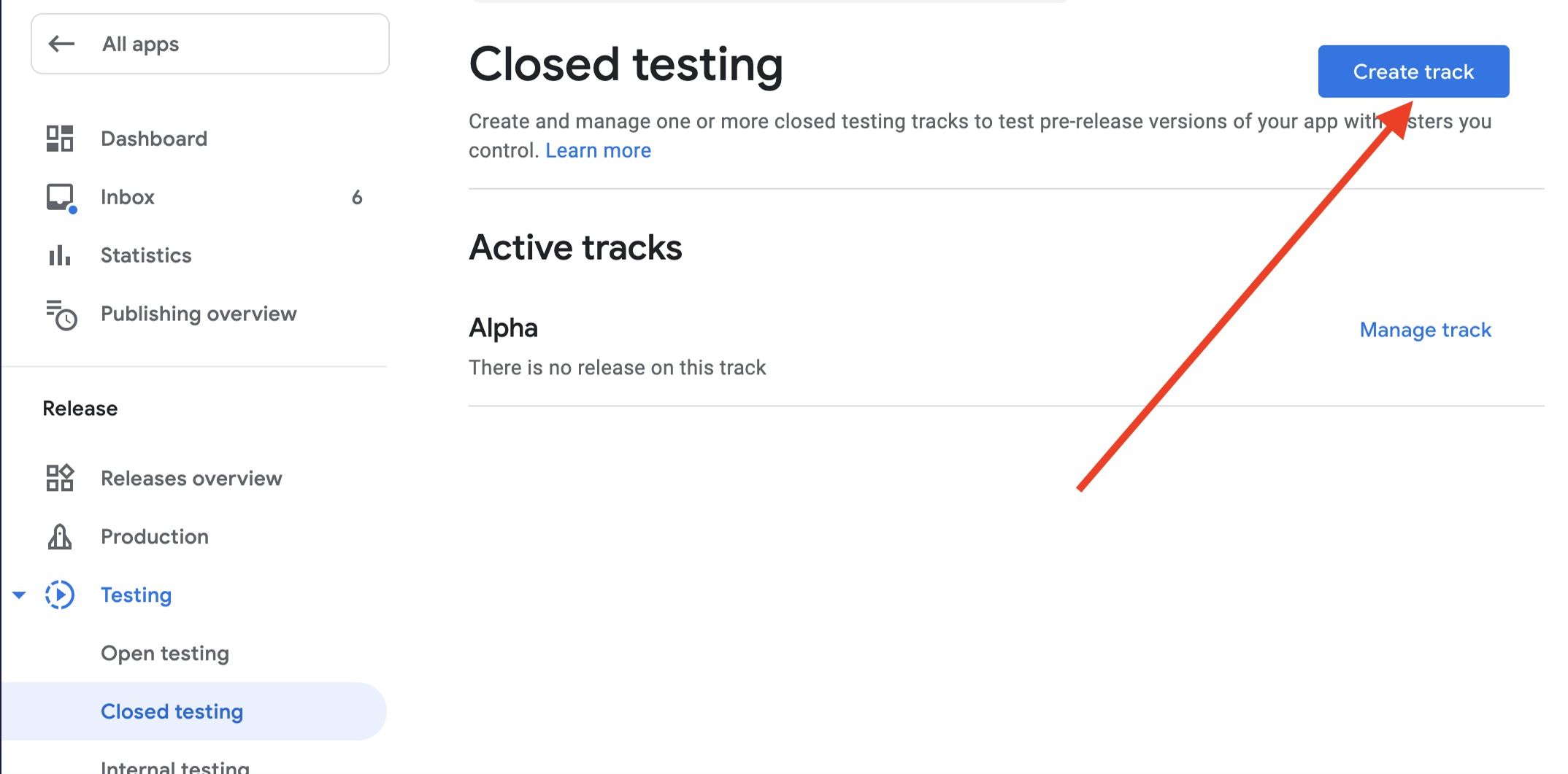 Creating a Closed testing track in the Google Play Console
